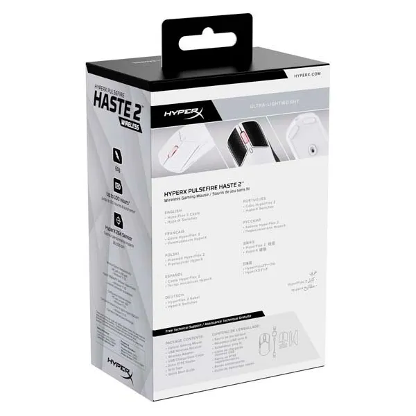 Мышь USB-A/WL/BT RGB Pulsefire Haste 2 белая HyperX (6N0A9AA) - Фото 12