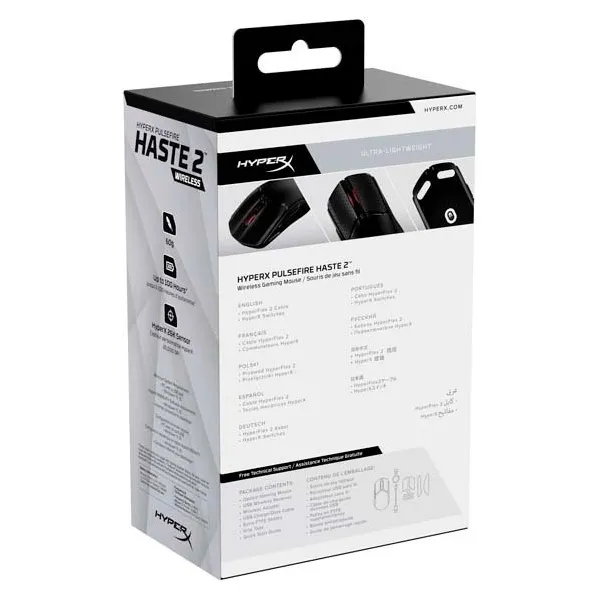 Мышь USB-A/WL/BT RGB Pulsefire Haste 2 чёрная HyperX (6N0B0AA) - Фото 13