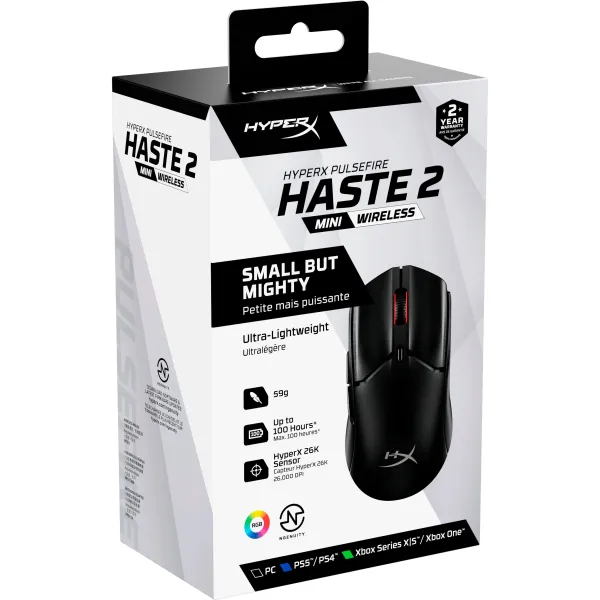 Мышь USB-A/WL/BT RGB Pulsefire Haste 2 mini чёрная HyperX (7D388AA) - Фото 7