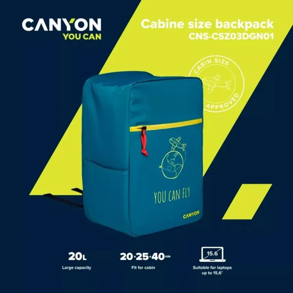 Рюкзак для ноутбука 15,6 дюймов CSZ-03 темно-зеленый Canyon (CNS-CSZ03DGN01) - Фото 6