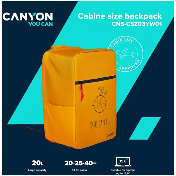 Рюкзак для ноутбука 15,6 дюймов CSZ-03 желтый Canyon (CNS-CSZ03YW01) - Фото 5