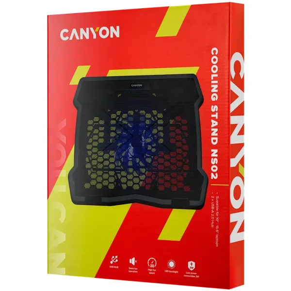 Подставка для охлаждения ноутбуков до 15,6 дюймов NS-02 Canyon (CNE-HNS02) - Фото 1
