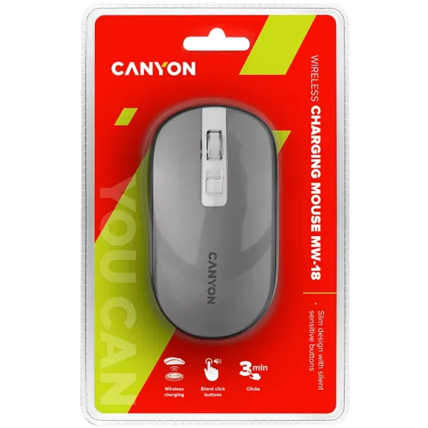 Мышь беспроводная оптическая MW-18 темно-серая Canyon (CNS-CMSW18DG) - Фото 2