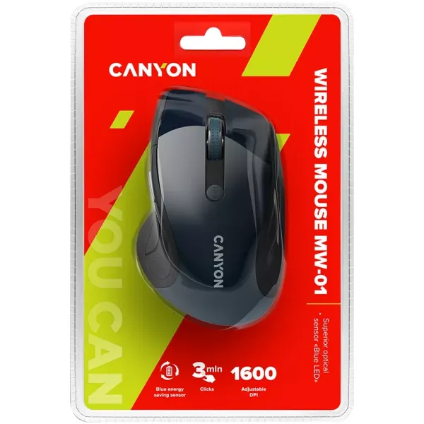 Миша бездротова оптична MW-01 синьо-сіра Canyon (CNS-CMSW01BL) - Фото 1
