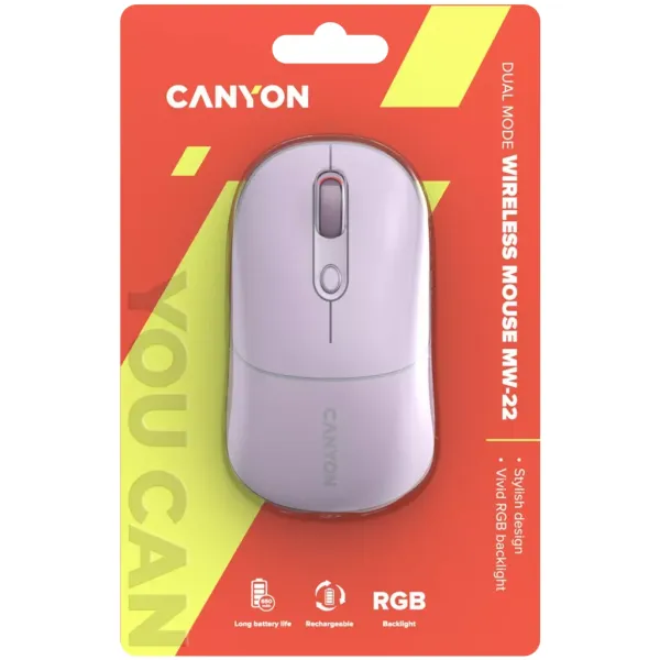 Мышь беспроводная оптическая MW-22 розовая Canyon (CNS-CMSW22PR) - Фото 1