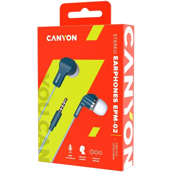 Наушники с микрофоном EPM-02 синие Canyon (CNS-CEPM02BL) - Фото 2