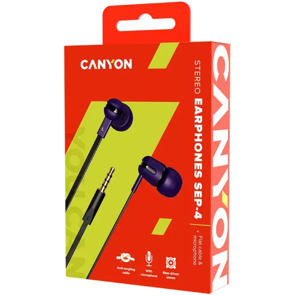 Наушники с микрофоном SEP-4 фиолетовые Canyon (CNS-CEP4P) - Фото 1