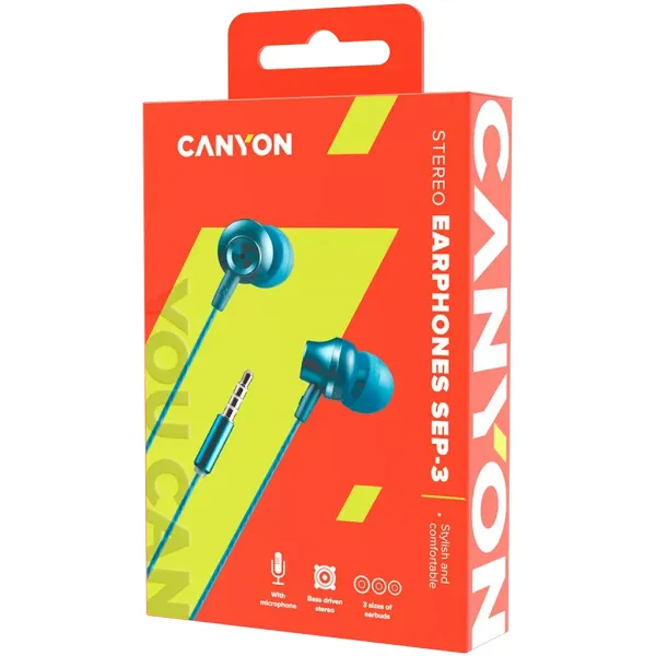 Навушники з мікрофоном SEP-3 синьо-зелені Canyon (CNS-CEP3BG) - Фото 2