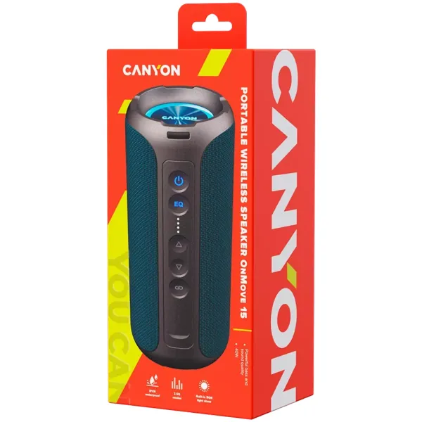Колонка портативна бездротова OnMove 15, темно-синя Canyon (CNE-CBTSP15BK) - Фото 2