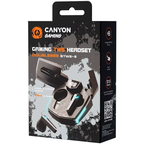 Наушники беспроводные игровые BT GTWS-2 черные Canyon (CND-GTWS2B) - Фото 4