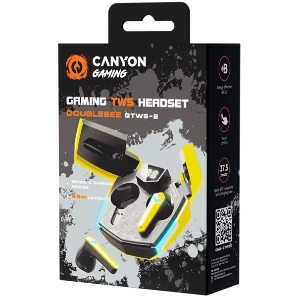 Наушники беспроводные игровые BT GTWS-2 желтые Canyon (CND-GTWS2Y) - Фото 9
