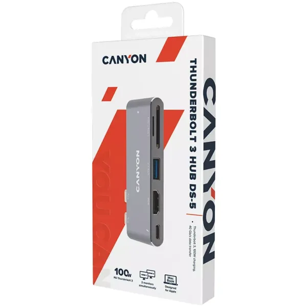 Хаб 7-в-1 мультипорт для MacBook USB-C Power Delivery 100 Вт DS-5 Canyon (CNS-TDS05B) - Фото 1