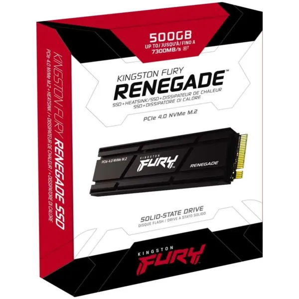 Накопитель SSD Fury Renegade 500GB, M.2, PCIe 4.0 + радиатор Kingston (SFYRSK/500G) - Фото 1