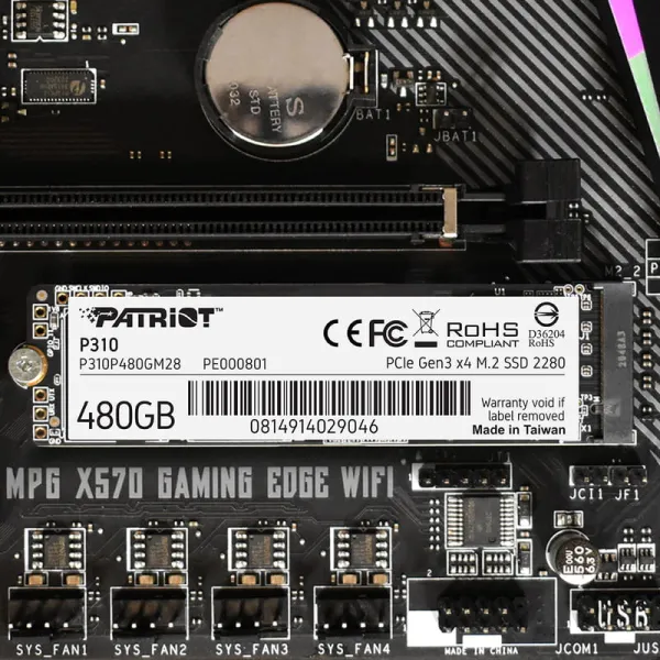 Накопитель SSD P310 480GB, M.2, PCIe 3.0 Patriot (P310P480GM28) - Фото 1