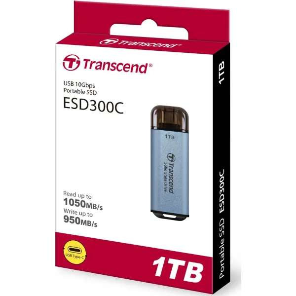 Накопитель портативный SSD ESD300 1TB, USB 3.1, Type-C  Transcend (TS1TESD300C) - Фото 4