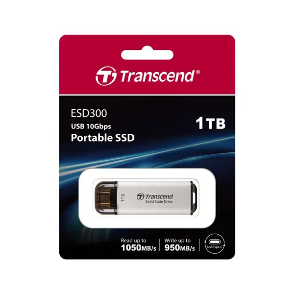 Накопитель портативный SSD ESD300 1TB, USB 3.1, Type-C Transcend (TS1TESD300S) - Фото 4