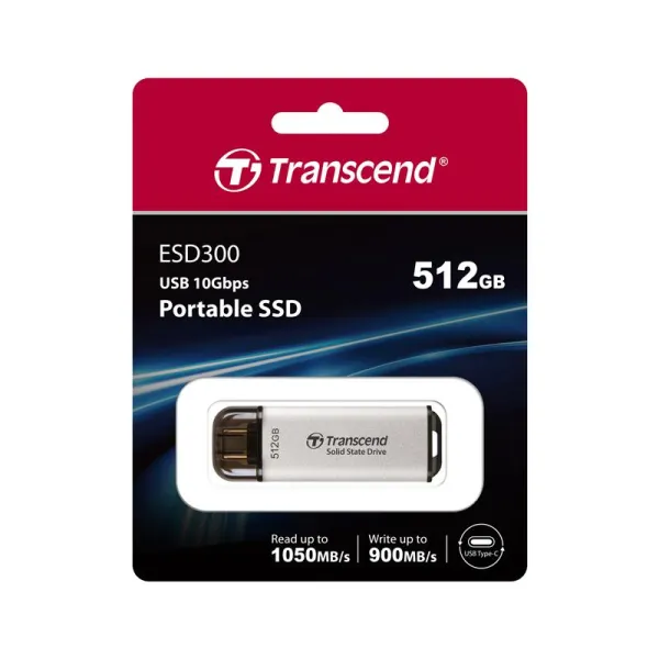 Накопитель портативный SSD ESD300 512GB, USB 3.1, Type-C  Transcend (TS512GESD300S) - Фото 2