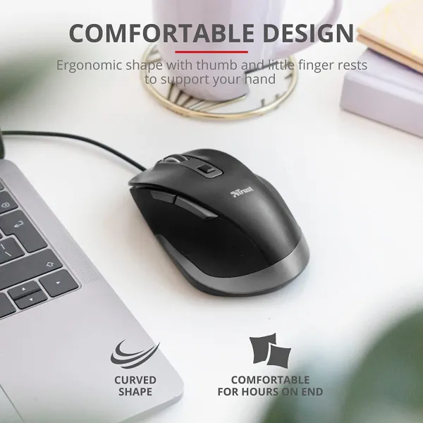 Миша USB-A Fyda Comfortable Eco чорно-сіра Trust (24728_TRUST) - Фото 1