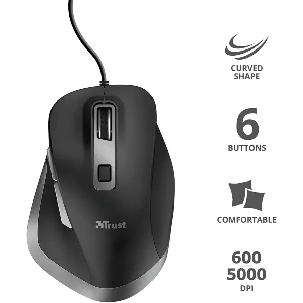Миша USB-A Fyda Comfortable Eco чорно-сіра Trust (24728_TRUST) - Фото 3