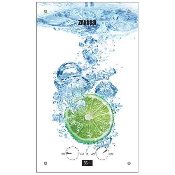 Газовая колонка GWH 10 Fonte Glass Glass Lime 10 л/мин Zanussi (GWH10FONTEGLASSLIME) - Фото 2