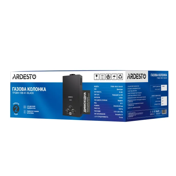 Газова колонка X1 10 л/хв Ardesto (TFGBH-10B-X1-BLACK) - Фото 1