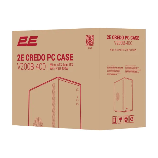 Корпус Credo V200B-400 БП ATX400, mATX, чёрный 2E (2E-V200B-400) - Фото 1