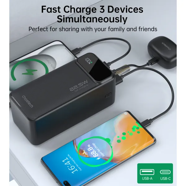 Аккумулятор внешний Power Bank 50000mAh 22,5W Fast charging с LED дисплеем Choetech (B732) - Фото 9