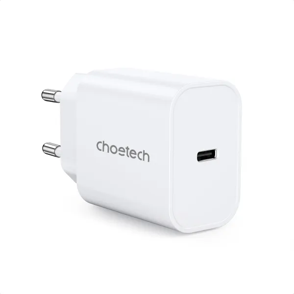 Пристрій зарядний мережевий PD20W USB-C білий Choetech (Q5004-EU-WH) - Фото 9