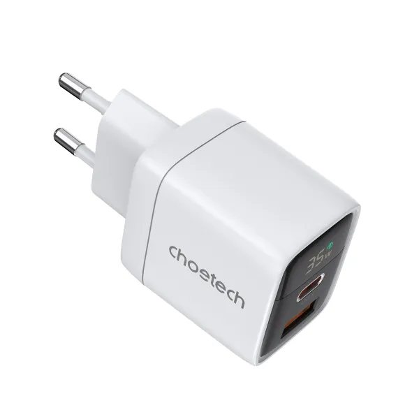 Пристрій зарядний мережевий PD35W USB 1A+1C з дисплеєм білий Choetech (PD6052-EU-WH) - Фото 5