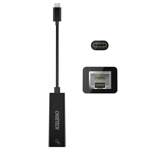 Адаптер USB-C к RJ45 черный Choetech (HUB-R01) - Фото 1