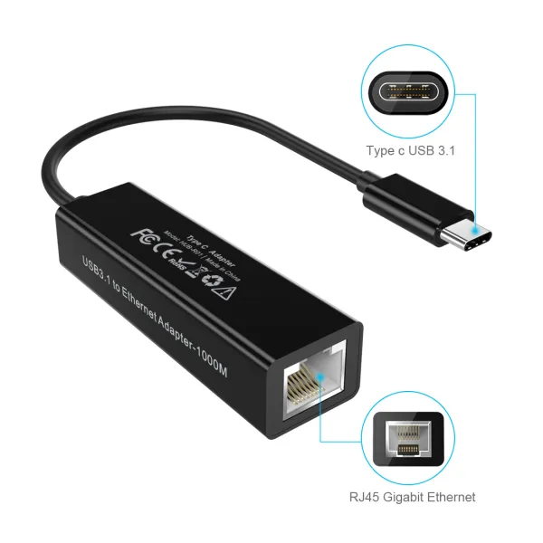 Адаптер USB-C к RJ45 черный Choetech (HUB-R01) - Фото 4