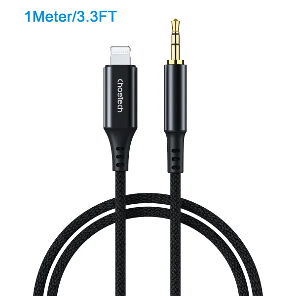 Кабель Lightning (non-MFi)  - AUX 3,5 мм male, 1 м черный Choetech (AUX007)