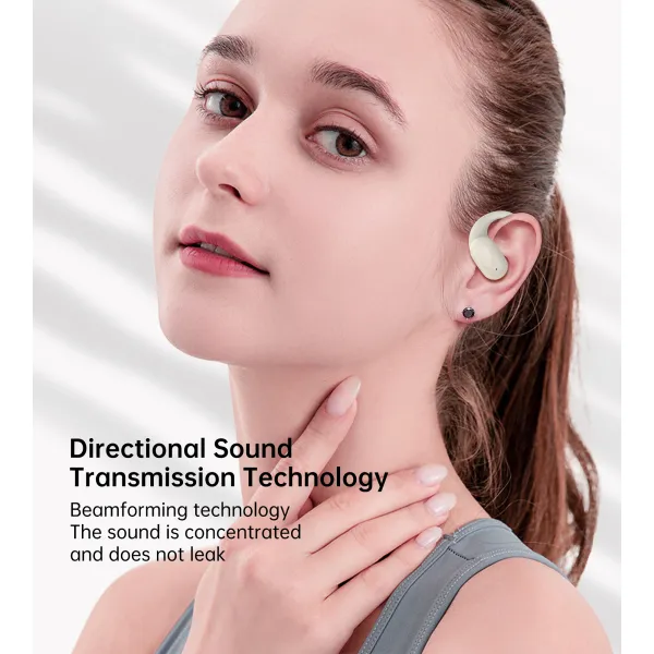 Навушники бездротові Open-ear з LED дисплеєм світло-бежеві Choetech (BH-T25-SK) - Фото 2