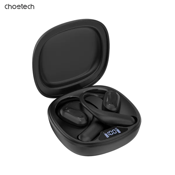 Навушники бездротові Open-ear з LED дисплеєм чорні Choetech (BH-T25-BK) - Фото 1