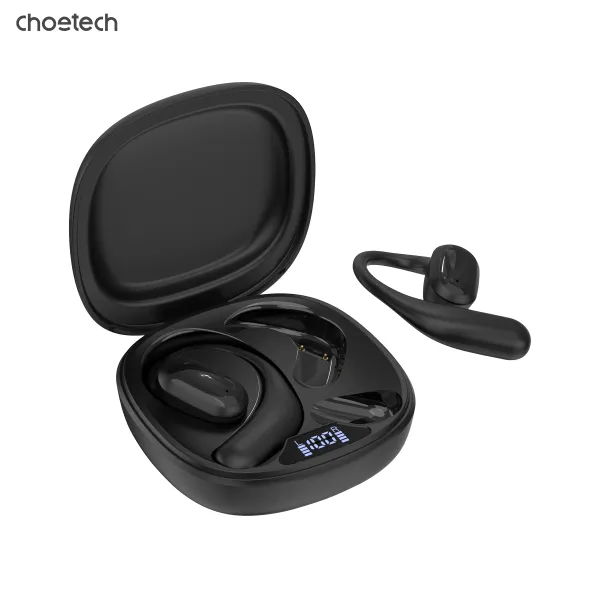 Навушники бездротові Open-ear з LED дисплеєм чорні Choetech (BH-T25-BK) - Фото 8