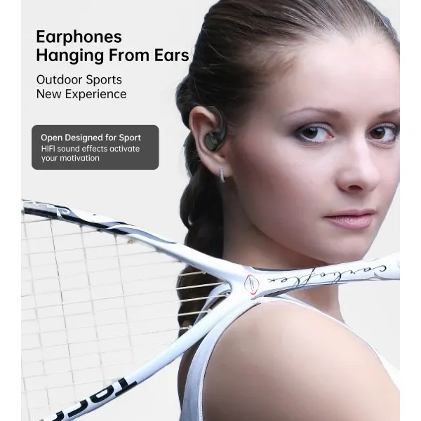 Навушники бездротові Open-ear з LED дисплеєм чорні Choetech (BH-T25-BK) - Фото 5
