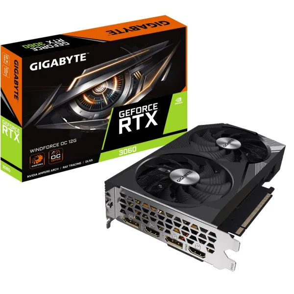 Відеокарта GeForce RTX 3060 12GB, GDDR6 GIGABYTE (GV-N3060WF2OC-12GD) - Фото 1