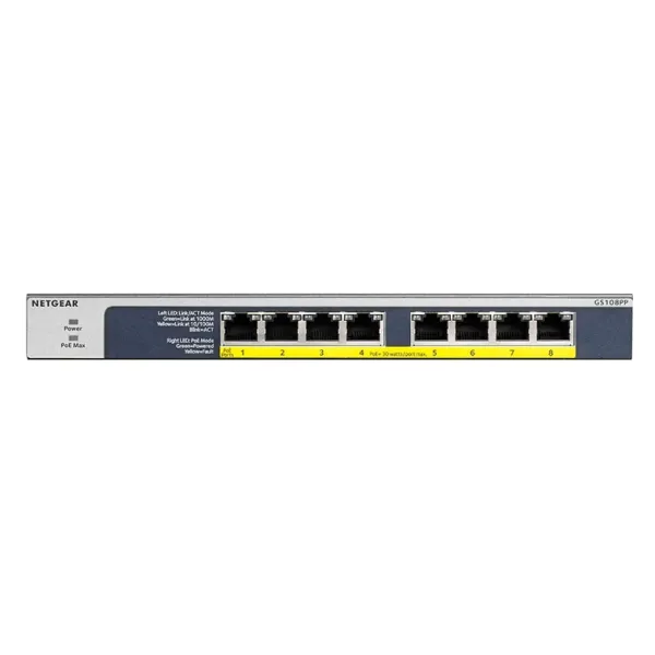 Комутатор мережевий GS108PP Netgear (GS108PP-100EUS)