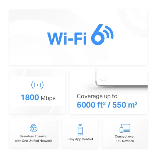 Маршрутизатор WiFi-Mesh  Halo H70X AX1800 Mercusys (HALO-H70X-2-PACK) - Фото 4
