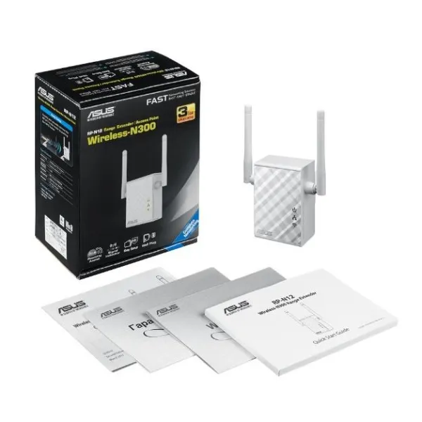 Расширитель покрытия WiFi RP-N12  N300 Asus (90IG01X0-BO2100) - Фото 1
