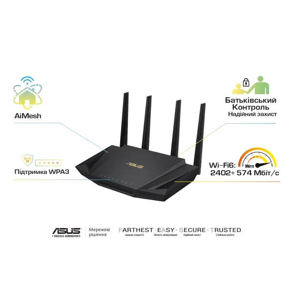 Маршрутизатор RT-AX58U v2 AX3000 Asus (90IG06Q0-MO3B00) - Фото 2