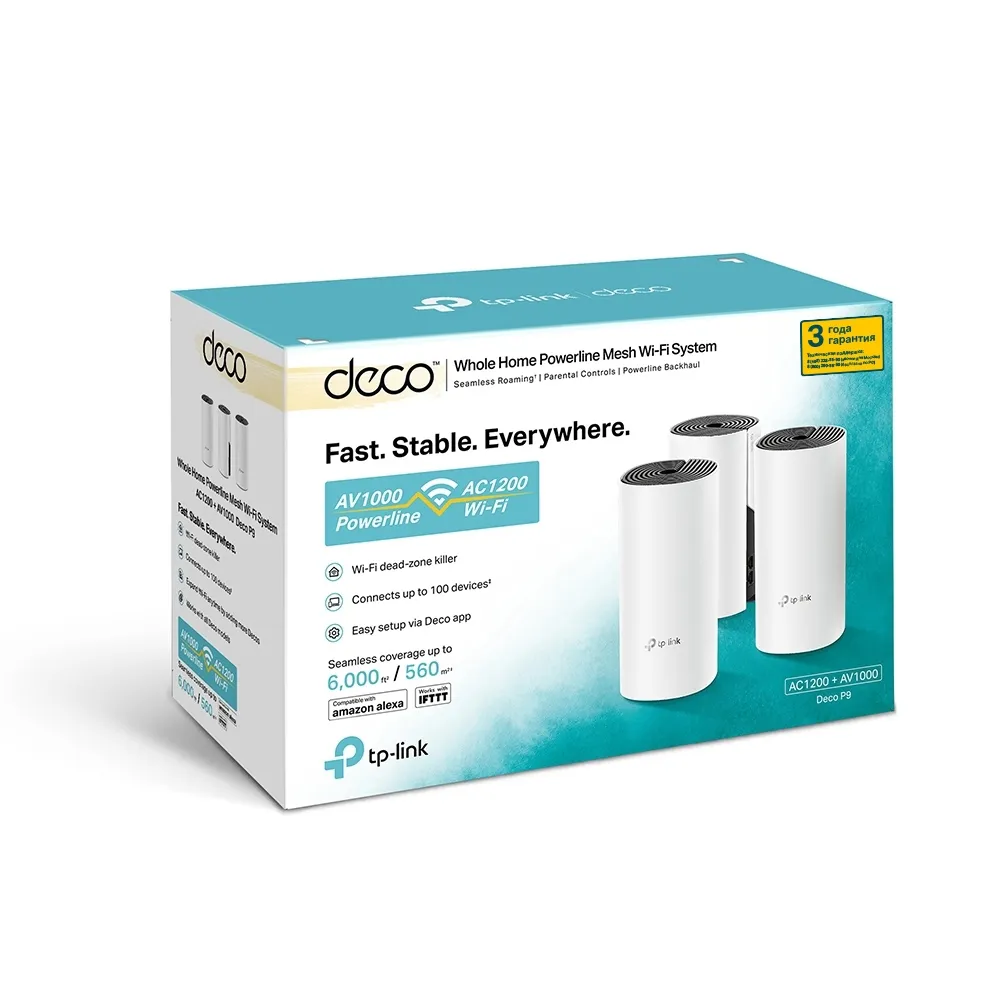 Маршрутизатор WiFi-Mesh Deco P9 AC1200 TP-Link (DECO-P9-3-PACK) - Фото 1
