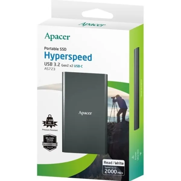 Портативный SSD AS723 1TB, USB 3.2, Type-C  Apacer (AP1TBAS723B-1) - Фото 1