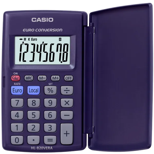 Калькулятор карманный 8 разрядов раскладной черный Casio (HL-820VERA-WA-EP)