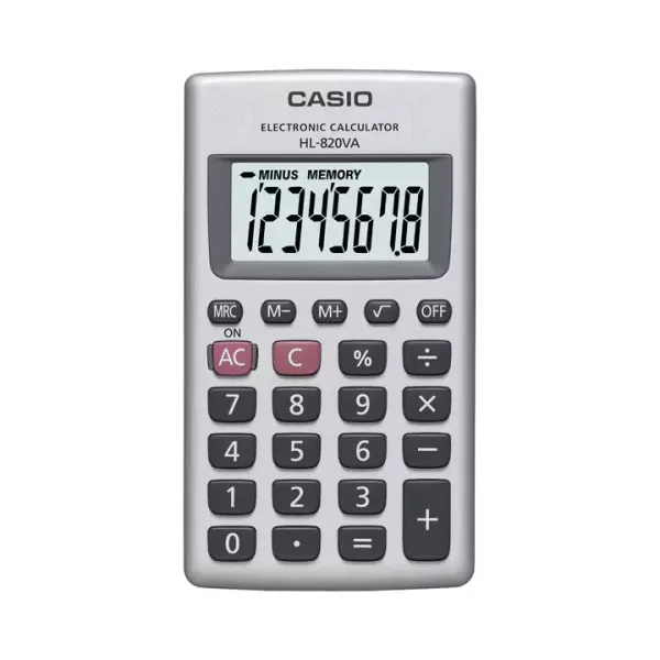 Калькулятор карманный 8 разрядов серебристый Casio (HL-820VA-W-EP)