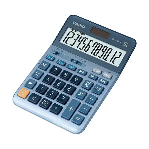 Калькулятор настольный 12 разрядов голубой Casio (DF-120EM-W-EP)