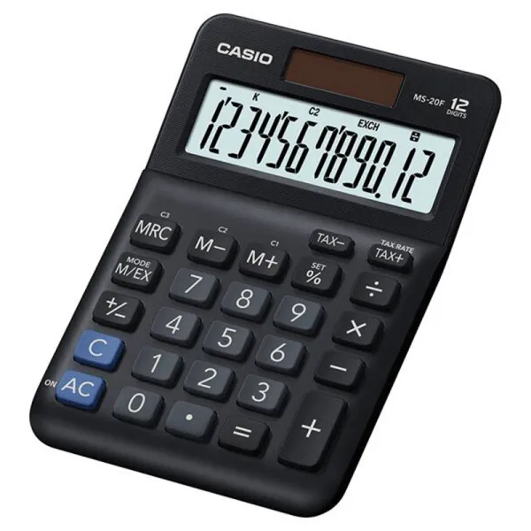 Калькулятор настільний 12 розрядів чорний Casio (MS-20F-WA-EP) - Фото 6