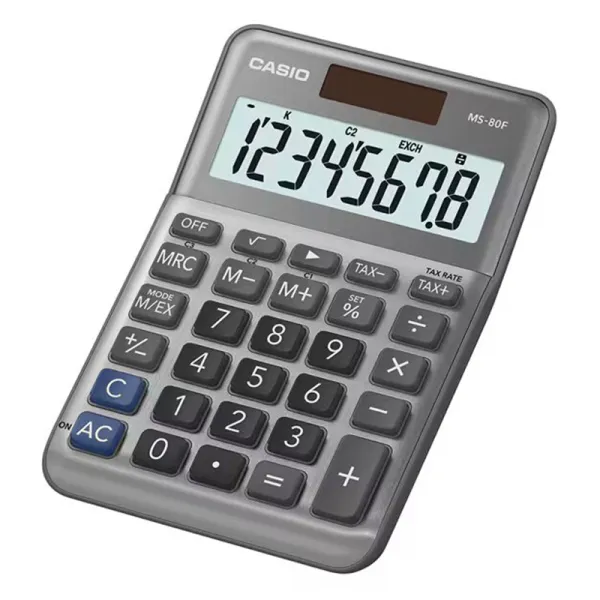 Калькулятор настільний 8 розрядів сірий Casio (MS-80F-WA-EP) - Фото 8