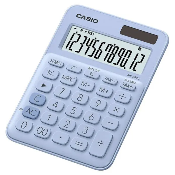 Калькулятор настольный 12 разрядов голубой Casio (MS-20UC-LB-W-EC)