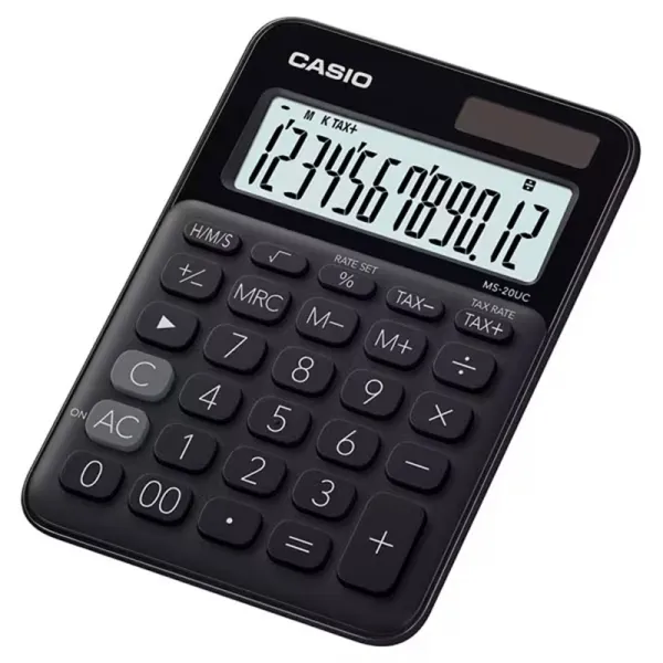 Калькулятор настільний 12 розрядів чорний Casio (MS-20UC-BK-W-EC) - Фото 7